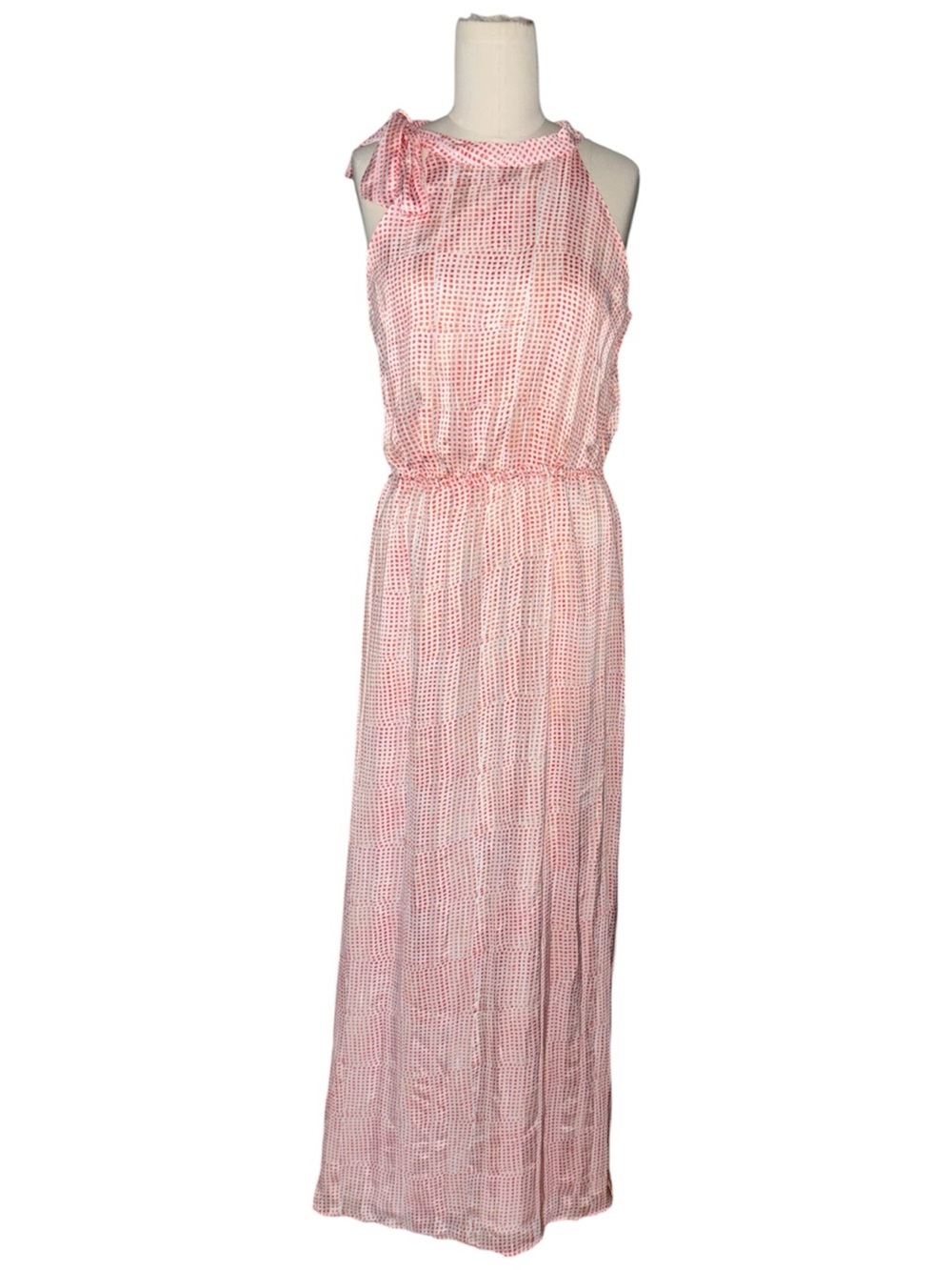 Banana Republic Sleeveless Pink Printed Maxi Dress with Tie Shoulder